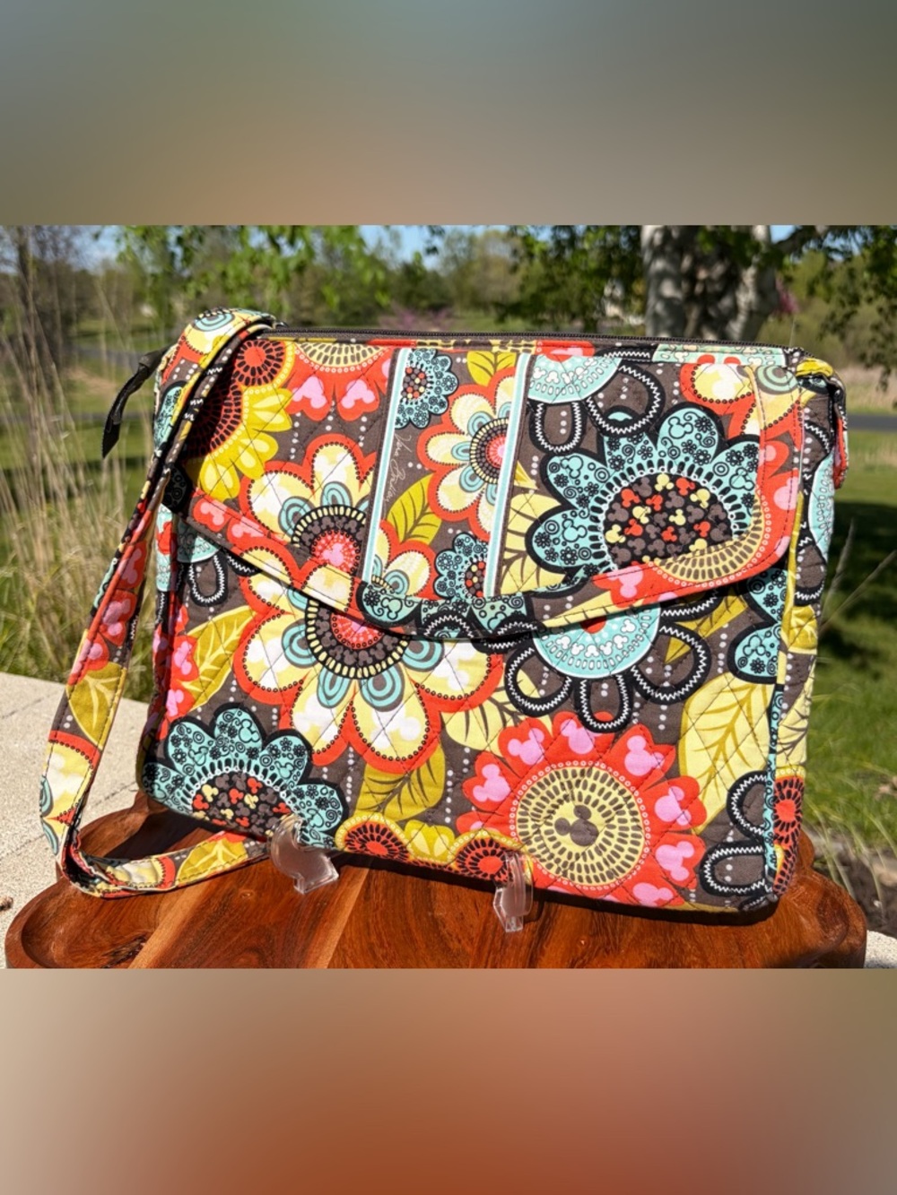 Disney Parks Vera Bradley Tablet Hipster Crossbody “Mickey’s Perfect Petals” EUC